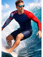 cheap Men's Rash Guard-Men's Standard Rash Guard Swim Shirt Geometric Abstract Camo / Camouflage UPF50+ UV Protection Quick Dry Long Sleeve Swimwear Sun Shirt Surfing Canoeing Beach Summer