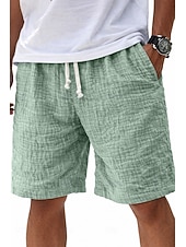 abordables Classique-Homme Shorts Shorts en Lin Shorts d'été Shorts de plage Short décontracté Cordon de serrage Taille Élastique Couleur Unie Léger Respirant Longueur Genou Quotidien Extérieur Vêtements de rue Mode