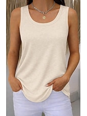 ieftine Rezervor simplu-Pentru femei Mărime Plus Tricou Bluză Culoare solidă Elegant Epocă Stilat Fără manșon În U Topuri lungi Zilnic Sport Ieșire Negru Alb Bleumarin Mov Trifoi Vară Primăvară