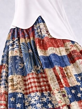  Damen Urlaubsrock Elegant Mode Lässig Maxi Hohe Taille Röcke Grafik Tasche Druck Mikroelastisch Täglich Urlaub Blau Rote Sommer