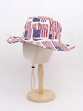 Недорогие Аксессуары-Женская ковбойская шляпа-панама из полиэстера с принтом, 2 в 1, многофункциональная, с патриотическим дизайном в виде флага США, идеально подходит для празднования 250-летия США, Дня независимости и повседневной носки.