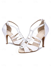 cheap Latin Shoes-Women's White Latin Dance Heels - Strappy Ballroom Shoes for Salsa, Cha-Cha &amp; Rumba Practice