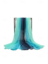 billige Ferietilbehør-Dameskjerf i bohemsk gradientstil i chiffong, flerfarget, lett polyestersjal for fritidsbruk, reise, ferie, strand og resortstil