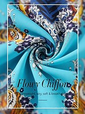 levne potisk neformálních šatů-Indigová tygřice Splývavý šifon Kaftan