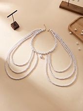 voordelige Vakantieaccessoires-Damesbodyketting in bohemian stijl met imitatieparels – elegant en modieus, perfect voor feestjes, avondjes uit en een stijlvolle strandvakantie.
