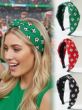billiga Tillbehör-Knuten polyesterhårband med fotbollstryck i flera färger för kvinnor, håraccessoar för fotbollsfans, för fotbollsmatcher, lagstöd och vardagskläder