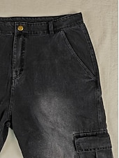 billiga Cargobyxor-Herr Militärbyxor Långbyxor Casual byxor Syratvättade byxor Flera fickor Rakt ben Slät Komfort Fullängd Ledigt Dagligen Utomhus Mode Streetwear Blå Svart Microelastisk