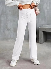 ieftine pantaloni cu picior drept-Pentru femei chinez Drept Elegant Vacanță Modă Lungime totală Talie Înaltă Simplu Confortabil Confort Απαλό Micro-elastic Zilnic În aer liber Stradă Albastru piscină Bleumarin Alb Verde Militar Var