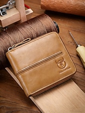 billige Lommebøker-Herre vintage lommebok i ekte skinn i flere farger stor kapasitet flere kort glidelås rundt bifold lommebok for uformell daglig bruk, reiseferie og hverdagsbruk