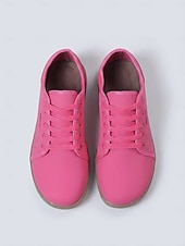 billige Sneakers til kvinner-damerosa sneakers med bred passform og snøring, lette, uformelle tursko i kunstskinn for reiser og trening &amp;hverdagskomfort