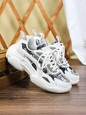 cheap Women's Sneakers-Women's Chic White Platform Sneakers - Comfortable Lace-up Canvas Shoes for Daily Walking, Casual Office Wear &amp; Urban Street Style