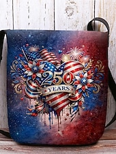  Damen-Umhängetasche aus beflocktem Polyester mit verstellbarem Riemen, patriotisches Design zum 250. Jahrestag und Unabhängigkeitstag, perfekt für den Alltag und amerikanische Feierlichkeiten