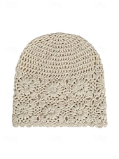 Недорогие Женские шляпы-Женская вязаная шапка-бини в стиле бохо с цветочным принтом, из хлопковой смеси, разных цветов, для повседневной носки, путешествий, отдыха и пляжного курорта.