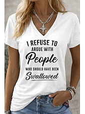  tricou damă amuzant umor citate stilat clasic casual mânecă scurtă decolteu în V obișnuit topuri zilnic ieșiri weekend negru alb alb 2 vară primăvară toamnă iarnă