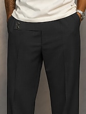 ieftine Pantaloni de rochie-Bărbați Pantaloni Costume Buzunar Nasturi Simplu Confort Respirabil Lungime totală Casual Zilnic Casă Vacanță Modă Negru Kaki Inelastic
