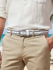 preiswerte Urlaubszubehör-Herren-Kunstledergürtel – mehrfarbig, verstellbare Größe, stilvolles Design, perfekt für Hochzeiten, Partys, Freizeiturlaube und Golftraining