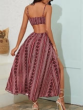 Χαμηλού Κόστους Boho φορέματα-Γυναικεία Μίντι φόρεμα Φόρεμα Boho Καθημερινό φόρεμα Σλιπ Φόρεμα Κομψό Μοντέρνα Διακοπές Εξόδου Σαββατοκύριακο Κανονικό Γεωμετρικό Αμάνικο Λαιμόκοψη V Μαύρο Κίτρινο Μπορντώ Πράσινο του τριφυλλιού