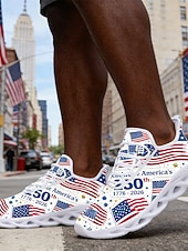  Teniși bărbătești pentru aniversarea a 250 de ani de la Statele Unite – pantofi respirabili din plasă, cu talpă flexibilă, ușori, perfecți pentru 4 iulie, festivaluri în aer liber, călătorii și ținute casual de zi cu zi