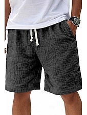 abordables Classique-Homme Shorts Shorts en Lin Shorts d'été Shorts de plage Short décontracté Cordon de serrage Taille Élastique Couleur Unie Léger Respirant Longueur Genou Quotidien Extérieur Vêtements de rue Mode