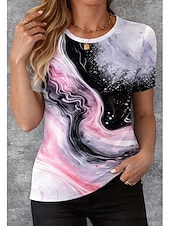  Dames T-shirt Afdrukken Grafisch Verloop Elegant Vintage Stijlvol Korte mouw Lange mouw Strakke ronde hals Normale tops Dagelijks Wit Geel Lichtgroen Blozend Roze Donkergroen Zomer Lente