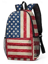  תרמיל גב יוניסקס עם הדפס פוליאסטר, עיצוב דגל אמריקאי וינטג', קיבולת גדולה, עמיד, אידיאלי ליום השנה ה-250, יום העצמאות, נסיעות יומיומיות ושימוש חיצוני