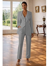 economico Completi da Donna-Per donna Abiti da 3 pezzi Formale Ospite di nozze Crepe Elasticizzato Elegante Vintage Semplice Manica Lunga Lunghezza al pavimento Risvolto a punta