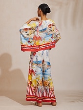 preiswerte Hose-Santorini Sommerhose aus seidigem Material mit elastischem Bund und weitem Bein