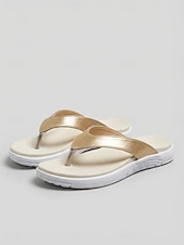 abordables Femmes-Tongs dorées pour femmes - sandales de marche orthopédiques confortables avec semelle sport rembourrée, idéales pour les vacances à la plage et les voyages d'été. &amp;confort balnéaire toute la journée