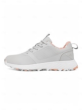 abordables Zapatos de Golf para Mujeres-Zapatillas de golf grises para mujer, cómodas, con cierre de dial, impermeables y sin tacos, ideales para principiantes y para practicar.