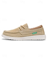 abordables Hombres-Mocasines beige para hombre: calzado informal para islas y cruceros, calzado ligero y cómodo para el verano, ideal para viajes y vacaciones.