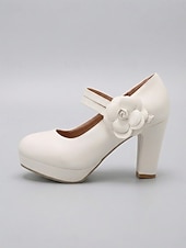 billiga Brudens/Brudgummens mor-Rosa platåskor med Mary Jane-klack för kvinnor, grova klänningar med blockklack och blommiga detaljer för brudens mor, trädgårdsbröllop &amp;formella evenemang