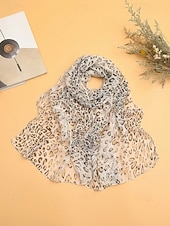 baratos Acessórios de férias-Lenço feminino de chiffon leve estilo boêmio, estampa de leopardo, várias cores, ideal para uso diário, férias e viagens.