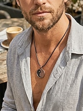 economico Accessori per le vacanze-Collana con ciondolo in lega bohémien da uomo, gioielli vintage in argento con catena a strati tribali, per vacanze estive al mare e abbigliamento casual quotidiano