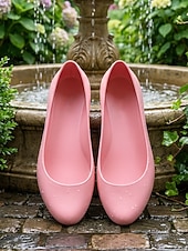 Χαμηλού Κόστους Γυναικείες Μπαλαρίνες-Γυναικείες ροζ αδιάβροχες μπαλαρίνες από pvc - άνετα slip-on παπούτσια για καθημερινή χρήση, βόλτες στον κήπο και casual περιστάσεις