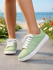preiswerte Damen-Sneaker-Grüne Damen-Sneaker – minimalistische Schnürschuhe für Damen, ideal für Reisen, Alltag und Shopping