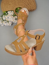 cheap Heeled Sandals-Women's Rose Pink Strappy Block Heel Sandals – Comfortable Casual Summer Shoes for Daily, Travel and Garden Wear