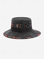 Χαμηλού Κόστους Αξεσουάρ διακοπών-Ανδρικό καπέλο bucket από μείγμα βαμβακιού σε μποέμ στιλ με έθνικ σχέδια, πολύχρωμο σχέδιο – ιδανικό για καθημερινή χρήση και ταξίδια διακοπών