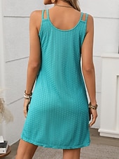 abordables Robe blanche-Femmes Mini Robe Robe Décontractée Robe Nuisette Élégant Mode Moderne Extérieur Vacances Sortir Coupe régulière Uni Sans manches Col en V Bleu Noir Vert Claire Rose Claire Été Printemps