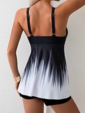 economico Tankini-Per donna Costumi da bagno Tankini Due pezzi Shorts Costume da bagno Controllo della Pancia Vita alta Snello Senza schiena Vacanza Abbigliamento da Spiaggia Ombre Scollo a V Senza Maniche Costumi da