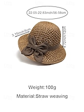 halpa Lomatarvikkeet-Naisten boheemi olkihattu rusetilla – useita värejä, kokoontaitettava helppoa kantamista varten, täydellinen arkeen ja rantalomalle