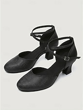 abordables Années 1920 &amp; Ère Gatsby-Chaussures de danse latine à paillettes pour femmes, élégants escarpins de salon à bout fermé avec bride à la cheville pour la salsa et le tango &amp;pratique de danse