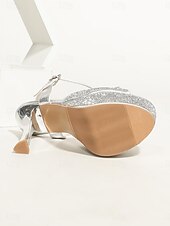 cheap Bride-Women's Silver Glitter Bow Platform Stiletto Heels - Glamorous Bridal Shoes for Urban Wedding Brides