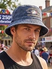  Мужская хлопковая панама с вышитым орлом, разноцветная патриотическая шляпа в честь 250-летия независимости США, для повседневной носки, путешествий, отдыха и фестивалей на открытом воздухе.