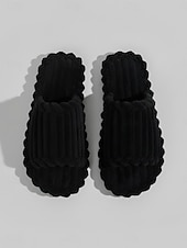 Недорогие Женские тапочки и шлепанцы-Женские темно-красные летние плюшевые домашние тапочки с открытым носком – мягкие, дышащие, с плетеной амортизирующей стелькой для дома, спальни и повседневного комфорта.