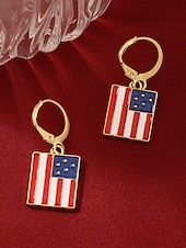  Zestaw patriotycznych kolczyków dla kobiet ze stopu metali, wielostylowe wiszące kolczyki z flagą USA na 250. rocznicę USA, Dzień Niepodległości i na co dzień