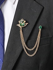 economico Matrimonio ACC-Spilla da bavero da uomo in lega con rosa e catena, accessorio per abiti da sposa e da festa, vari colori, elegante spilla floreale per occasioni formali