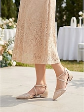 billige Mor til bruden/groom-Dame marineblå flate sko med spiss tå og kryssremmer, elegante sko til brudens mor til hagebryllup, komfortable flate sko til utendørs bruk