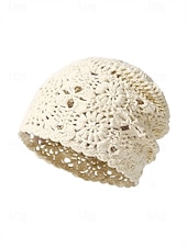 Недорогие Женские шляпы-Женская вязаная шапка-бини в стиле бохо с цветочным принтом, из хлопковой смеси, разных цветов, для повседневной носки, путешествий, отдыха и пляжного курорта.
