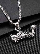 economico Accessori-Collana da uomo in acciaio inossidabile con ciondolo a forma di calcio di pallone, gioiello per tifosi di calcio, ideale per partite e per l'uso quotidiano.