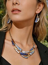 olcso Nyaralási kiegészítők-női bohém ötvözetből készült nyaklánc és fülbevaló szett, többszínű, stílusos és elegáns dizájn, ideális mindennapi használatra, nyaraláshoz és utazáshoz